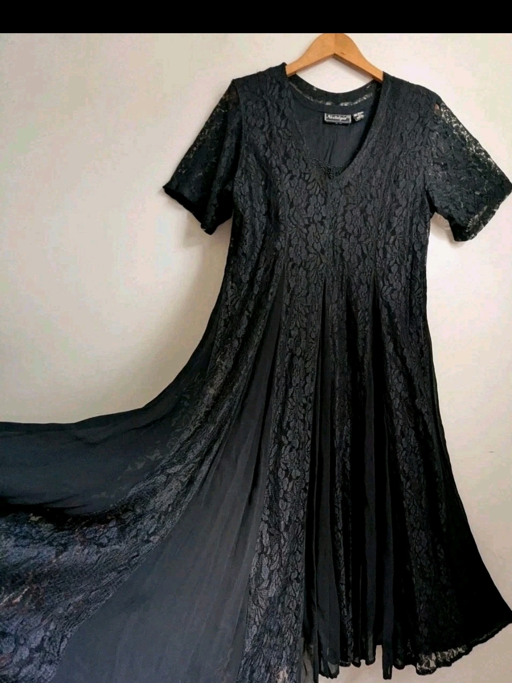 True Vintage 90s Nostalgia Lace Maxi Dress Black Whimsy Goth Grunge Boho M L